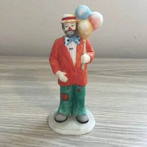 Flambro Emmett Kelly Figurine 6" X 2.5" Ceramic Polka Dot Bow  Tie